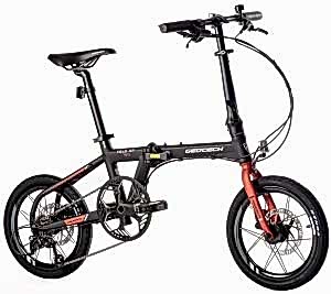 Geotech Fold Up 16D 16 Jant 9 Vites HD Katlanır Bisiklet - Mat Siyah Kırmızı