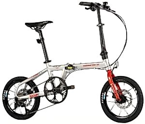 Geotech Fold Up 16D 16 Jant 9 Vites HD Katlanır Bisiklet - Gümüş Kırmızı